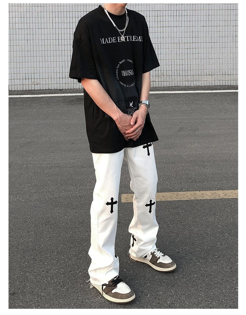 Jeans For Men Loose Casual Pants Streetwear Jeans Black Jeans Printed Jeans High Jeans Pants Graffiti White Denim Jeans Mens