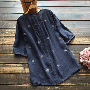 Stylish Summer Tops Women's Embroidery Blouses ZANZEA Floral Blusas Female Short Sleeve Tunic Casual Button Chemise