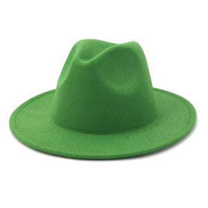 men fedora unisex solid color fedora hat women&#39;s 21-color wide brim jazz top hat autumn winter British retro Panama hat