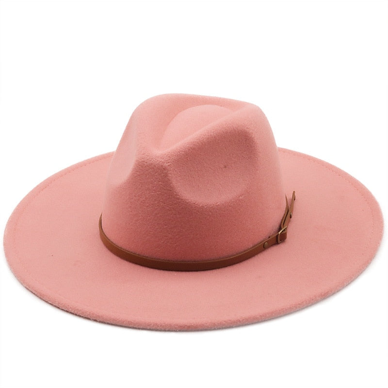 New color Fedora winter hat top concave-convex water drop 9.5cm brim male and female felt jazz watermelon red шляпа женская