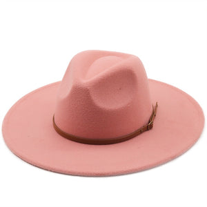 New color Fedora winter hat top concave-convex water drop 9.5cm brim male and female felt jazz watermelon red шляпа женская