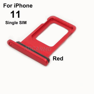 Aocarmo For iPhone 11 Single / Dual Metal Plastic Nano Sim Card Tray Slot Holder Replacement Parts