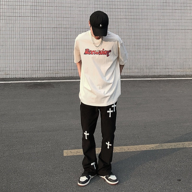 Jeans For Men Loose Casual Pants Streetwear Jeans Black Jeans Printed Jeans High Jeans Pants Graffiti White Denim Jeans Mens