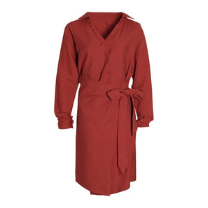 TWOTWINSTYLE Autumn Women's Dresses Long Sleeve Bandage V Neck High Waist Midi Shirt Dress Female Elegant Fashion Korean 2019