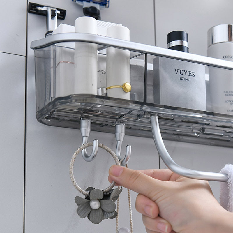 Estantes de baño para el hogar, estante de almacenamiento multifuncional con gancho para champú, toalla y esquina