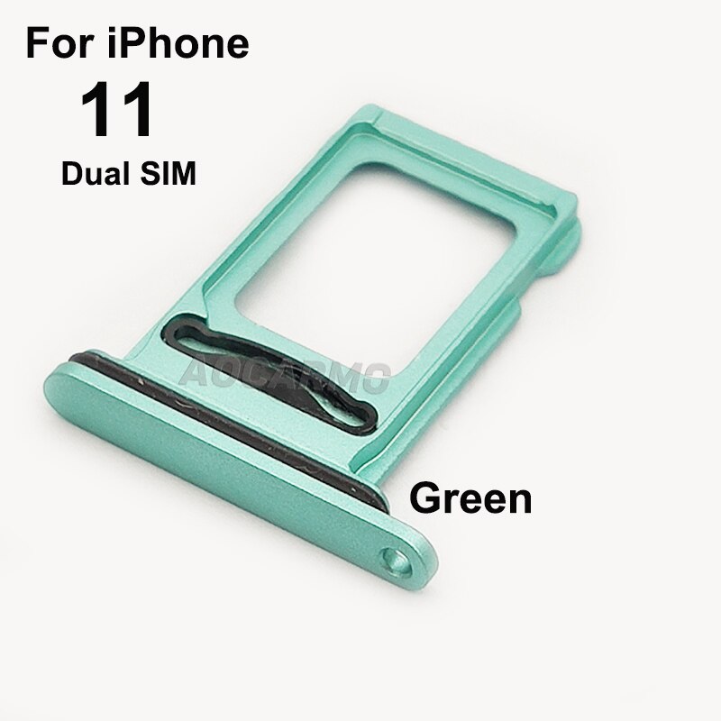 Aocarmo For iPhone 11 Single / Dual Metal Plastic Nano Sim Card Tray Slot Holder Replacement Parts
