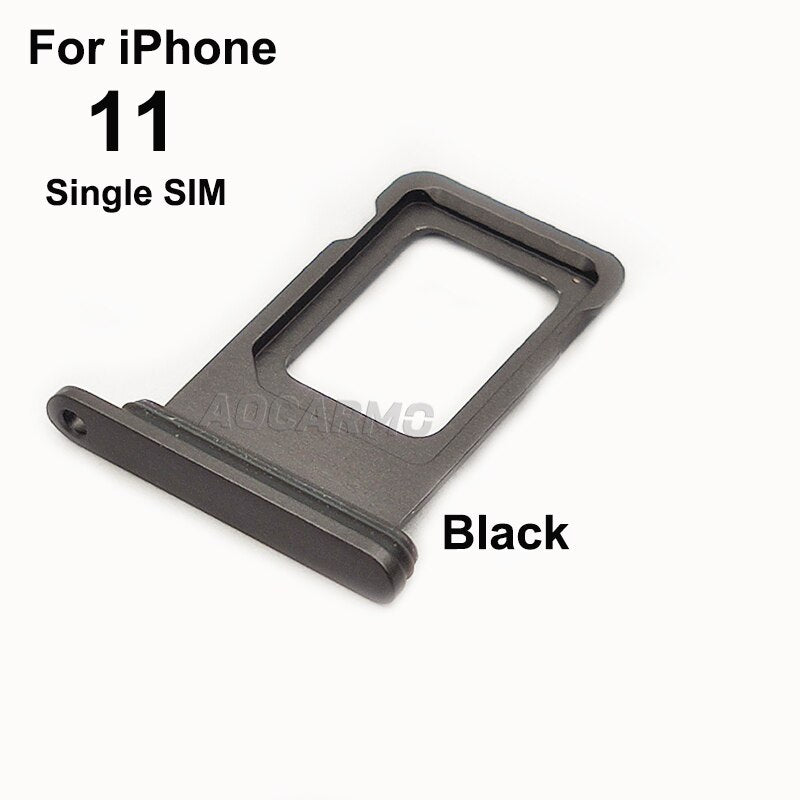 Aocarmo For iPhone 11 Single / Dual Metal Plastic Nano Sim Card Tray Slot Holder Replacement Parts