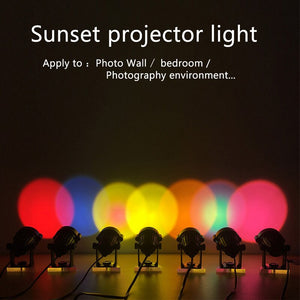 Usb Rainbow Sunset Projection Lamp LED Atmosphere Night Light Home Coffee Bar Indoor Projector Lamps Outdoor Decorative Lights