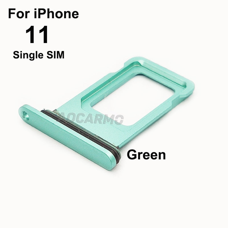 Aocarmo For iPhone 11 Single / Dual Metal Plastic Nano Sim Card Tray Slot Holder Replacement Parts
