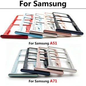 Original Dual Card Phone Sim SD Card Tray For Samsung Galaxy A12 A31 A51 A71 NEW SIM Chip Holder Slot Adapter Drawer Part + Pin