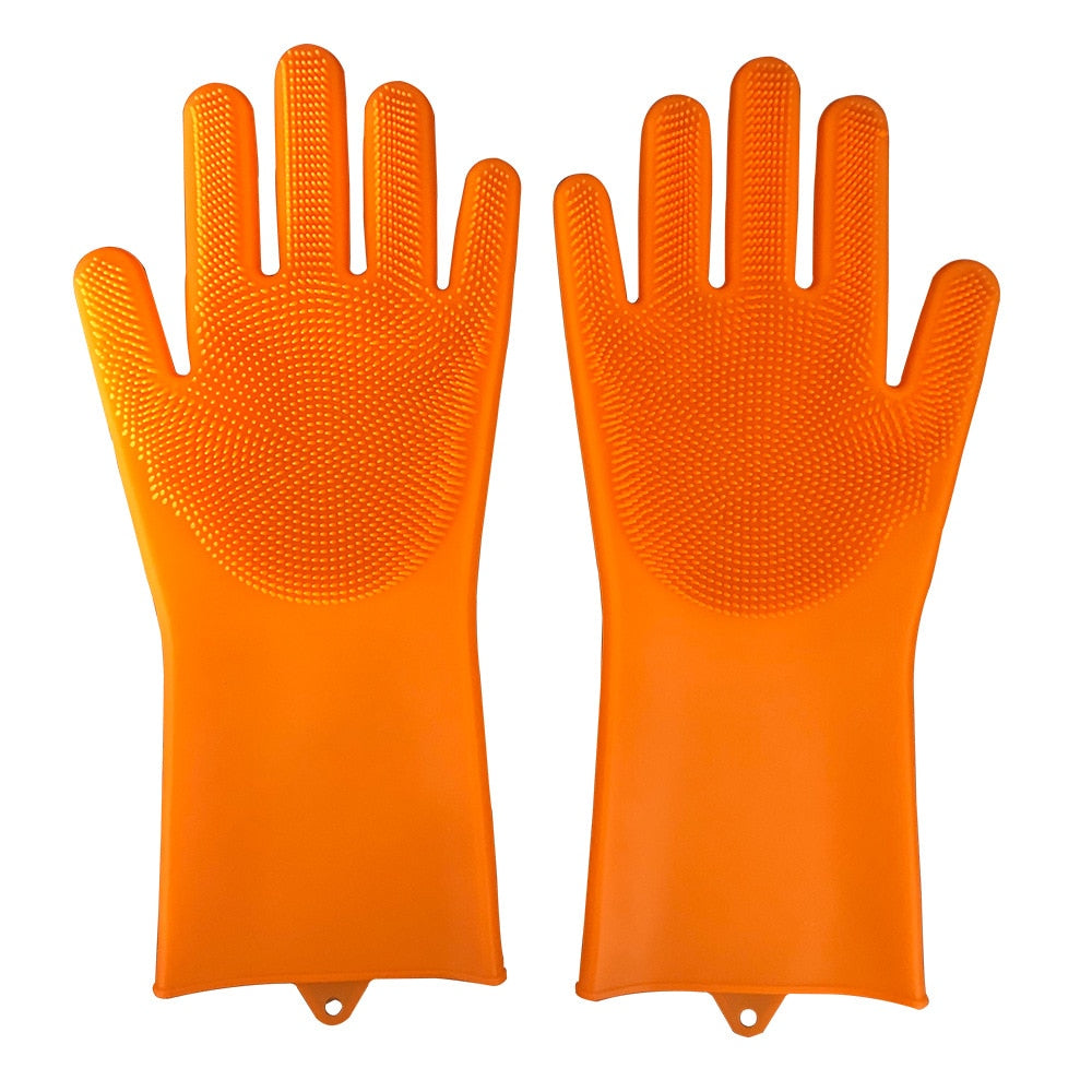 2pcs Silicone Cleaning Gloves Multifunction Magic Silicone Dish Washing Gloves For Kitchen Household Silicone Washing