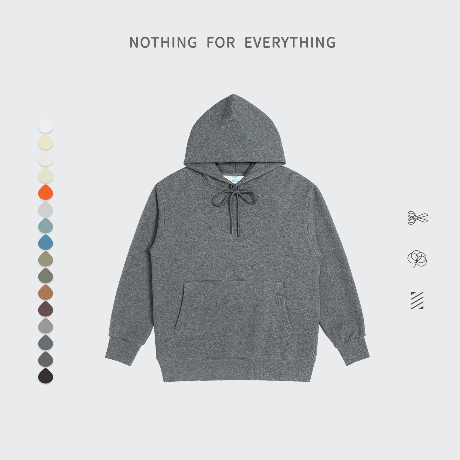 INFLATION Solid Color Fleece Hoodies Men Winter Thick Warm Hooded Sweatshirts Unisex Blank Pullovers