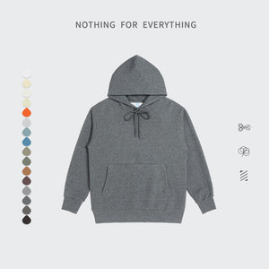 INFLATION Solid Color Fleece Hoodies Men Winter Thick Warm Hooded Sweatshirts Unisex Blank Pullovers