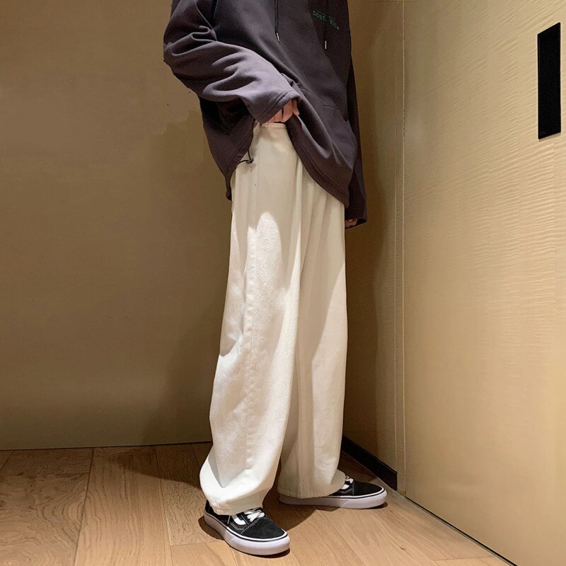 Korean Wide-leg Jeans Men's Fashion Retro Casual Straight Jeans Men Streetwear Wild Loose Hip-hop Denim Trousers Mens S-XL
