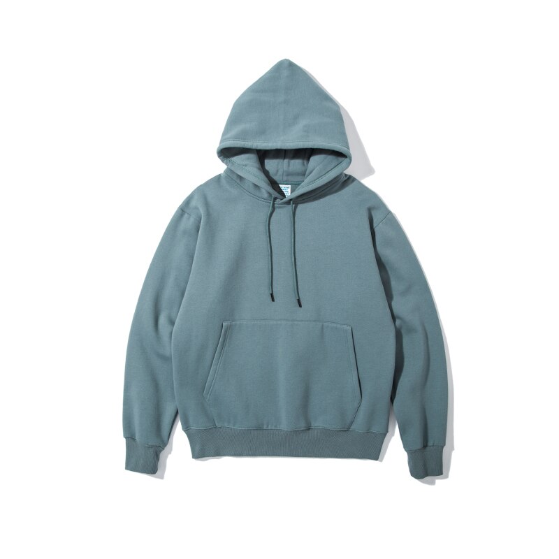 INFLATION Solid Color Fleece Hoodies Men Winter Thick Warm Hooded Sweatshirts Unisex Blank Pullovers