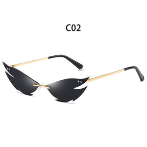 Sunglasses women Men oculos Fire Flame Sunglasses Rimless Wave Sun Glasses UV 400 Eyewear Trendy Narrow Sunglasses okulary gafas