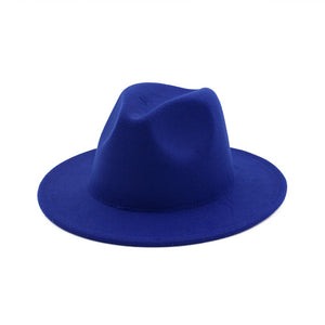 men fedora unisex solid color fedora hat women&#39;s 21-color wide brim jazz top hat autumn winter British retro Panama hat