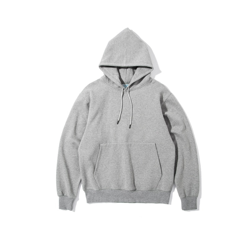 INFLATION Solid Color Fleece Hoodies Men Winter Thick Warm Hooded Sweatshirts Unisex Blank Pullovers