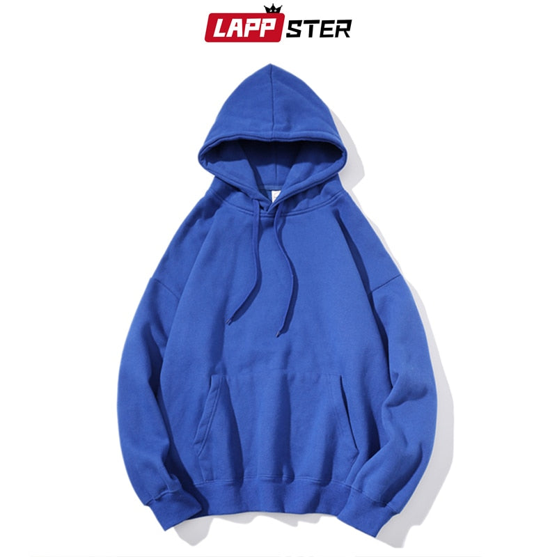 LAPPSTER Men Harajuku Colorful Streetwear Hoodies 2022 Autumn Mens Hip Hop Solid Hooded Sweatshirts Korean Fashions Black Hoodie