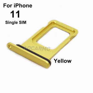 Aocarmo For iPhone 11 Single / Dual Metal Plastic Nano Sim Card Tray Slot Holder Replacement Parts