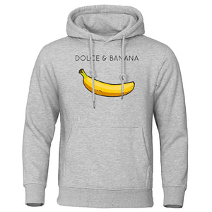Dolce &amp; Banana Printing Men&#39;s Sweatshirt Fashion Casual Hoodies Autumn Loose Pullover Tops Pocket Fleece Warm Sportswear Male