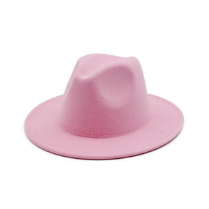 men fedora unisex solid color fedora hat women&#39;s 21-color wide brim jazz top hat autumn winter British retro Panama hat