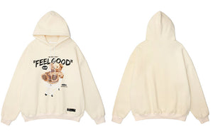GONTHWID Men Hip Hop Hoodie Sweatshirt Streetwear Funny Bear Print Hooded Harajuku Winter Cotton Fleece Pullover Khaki Black
