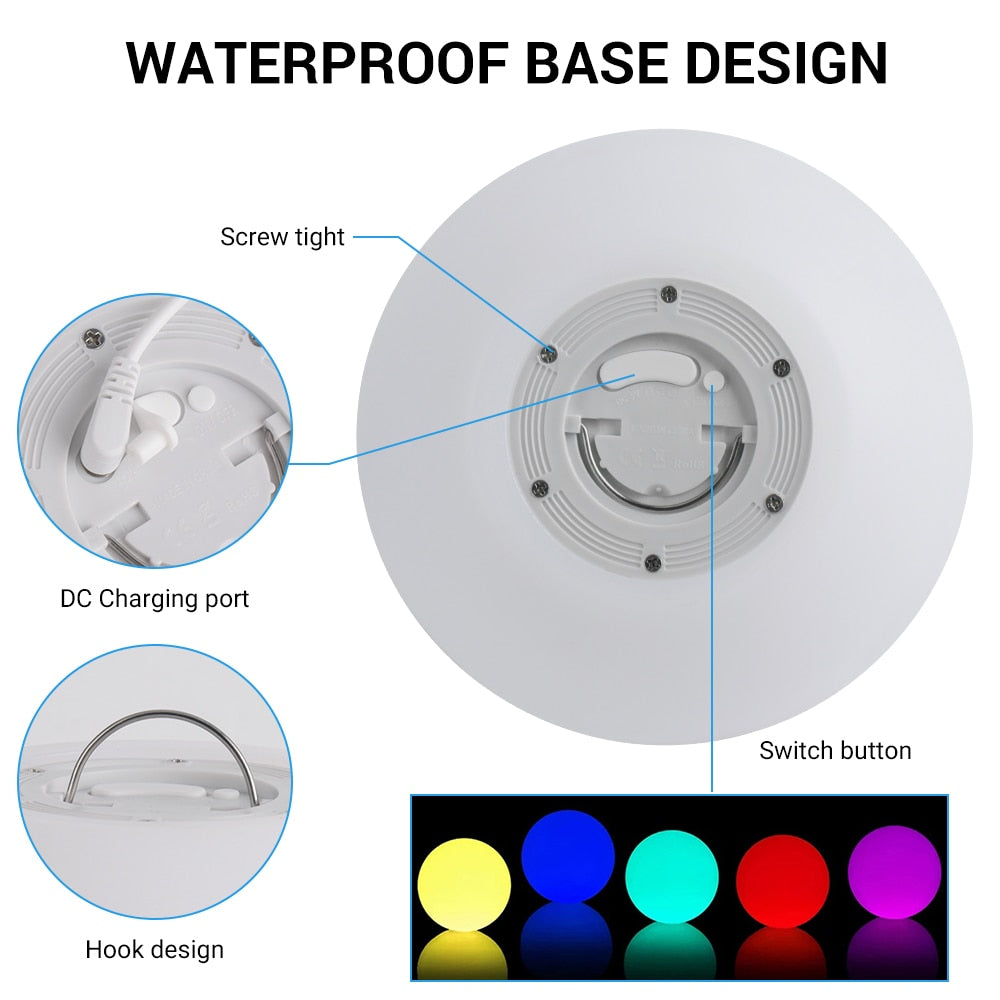 BORUiT RGB LED Waterproof Garden Ball Light Outdoor Lawn Lamps Christmas Party Landscape Swimming Pool Floating Lights