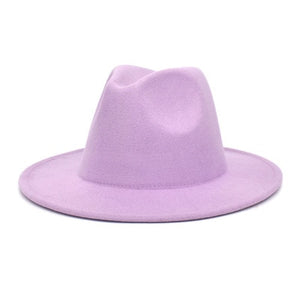 men fedora unisex solid color fedora hat women&#39;s 21-color wide brim jazz top hat autumn winter British retro Panama hat