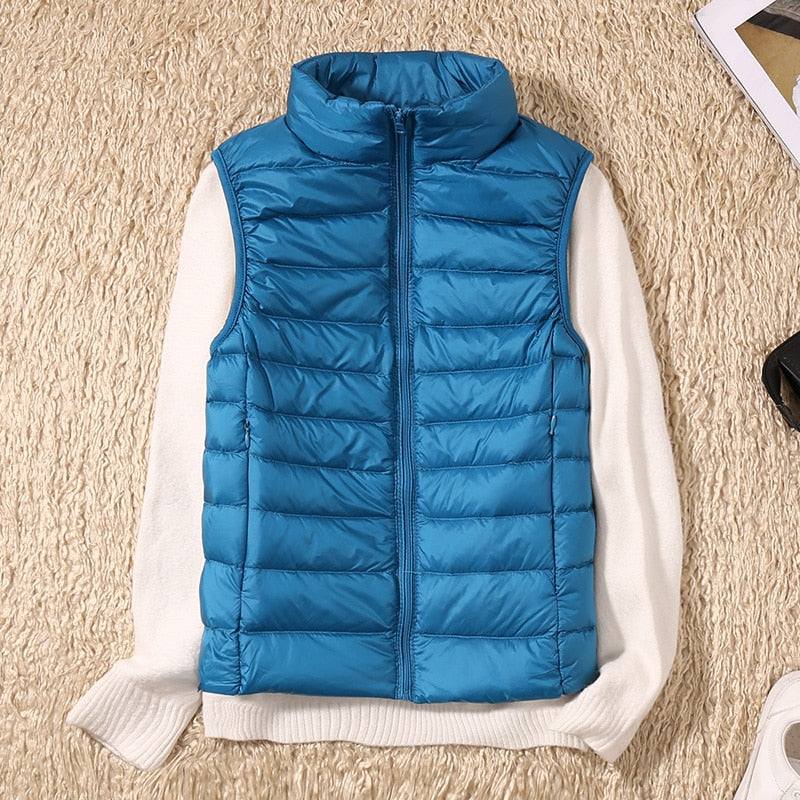 New Women Sleeveless Women&#39;s Ultra Light Down Vests Slim Jacket Girl Gilet Lightweight Windproof Warm Waistcoat Portable
