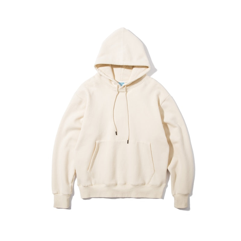 INFLATION Solid Color Fleece Hoodies Men Winter Thick Warm Hooded Sweatshirts Unisex Blank Pullovers