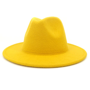 men fedora unisex solid color fedora hat women&#39;s 21-color wide brim jazz top hat autumn winter British retro Panama hat