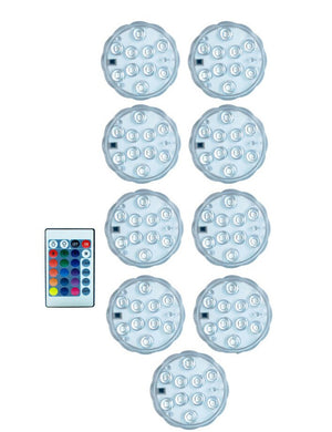 10leds RGB Submersible Light IP68 Waterproof Outdoor Swimming Pool Lights for Wedding Christmas Party Vase Fish Tank Pond Decor