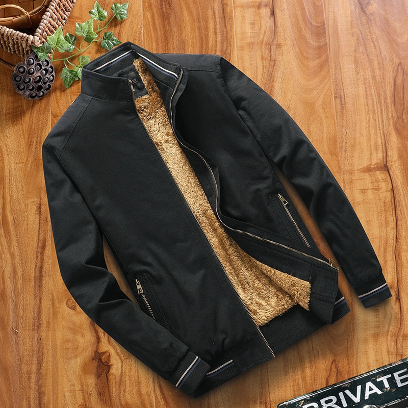 DIMUSI Fleece Jackets Mens Pilot Bomber Jacket Warm Male Fashion Baseball Hip Hop Coats Slim Fit Thermal Coats Mens Clothing