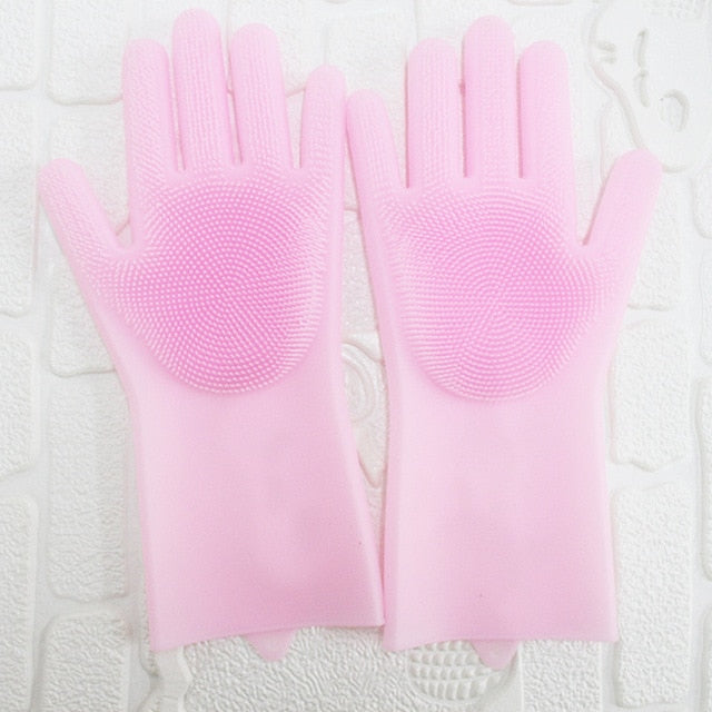 2pcs Silicone Cleaning Gloves Multifunction Magic Silicone Dish Washing Gloves For Kitchen Household Silicone Washing