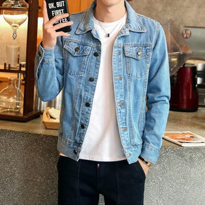 Men Jeans Jackets Light Blue Denim Jackets Coats High Quality Men Cotton Slim Denim Coats New Spring Mens Casual Jean Coats