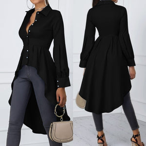 Fashion Asymmetrical Tops Women's Spring Shirts ZANZEA 2023 Casual Lantern Sleeve Shirt Female Button Lapel Blusas