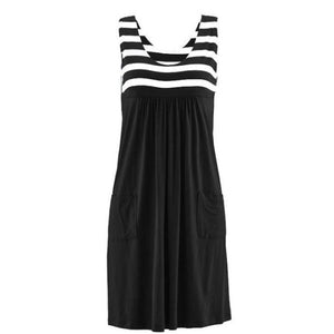 Fashion striped dress  summer dress  loose simple sleeveless dress women&#39;s clothing