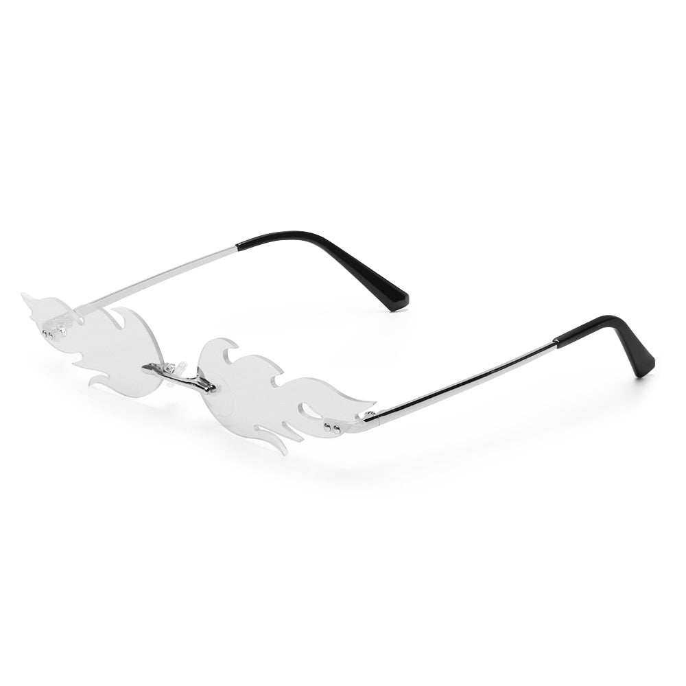 Sunglasses women Men oculos Fire Flame Sunglasses Rimless Wave Sun Glasses UV 400 Eyewear Trendy Narrow Sunglasses okulary gafas