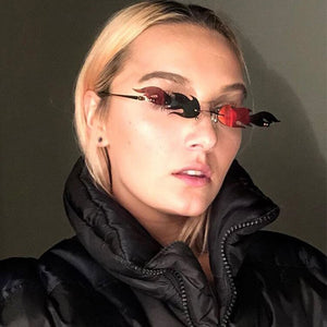 Sunglasses women Men oculos Fire Flame Sunglasses Rimless Wave Sun Glasses UV 400 Eyewear Trendy Narrow Sunglasses okulary gafas