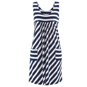 Fashion striped dress  summer dress  loose simple sleeveless dress women&#39;s clothing