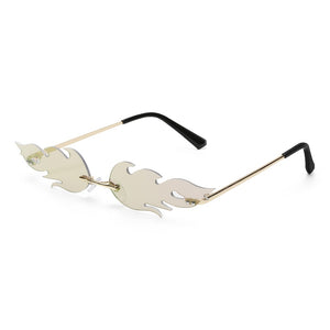 Sunglasses women Men oculos Fire Flame Sunglasses Rimless Wave Sun Glasses UV 400 Eyewear Trendy Narrow Sunglasses okulary gafas