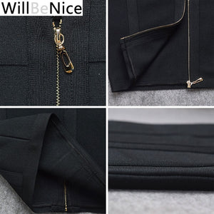 WillBeNice Black 2019 Fashion Women's Sexy Deep V Neck Autumn Long Sleeve Winter Bandage Dresses Bodycon Celebrity Party Dress