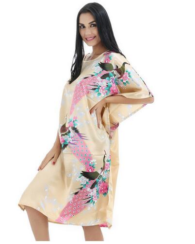 Novelty Print Black Female Satin Robe Dress Nightgown Novelty Women&#39;s Kaftan Bath Gown Summer Lounge Homewear Plus Size 6XL