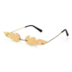 Sunglasses women Men oculos Fire Flame Sunglasses Rimless Wave Sun Glasses UV 400 Eyewear Trendy Narrow Sunglasses okulary gafas