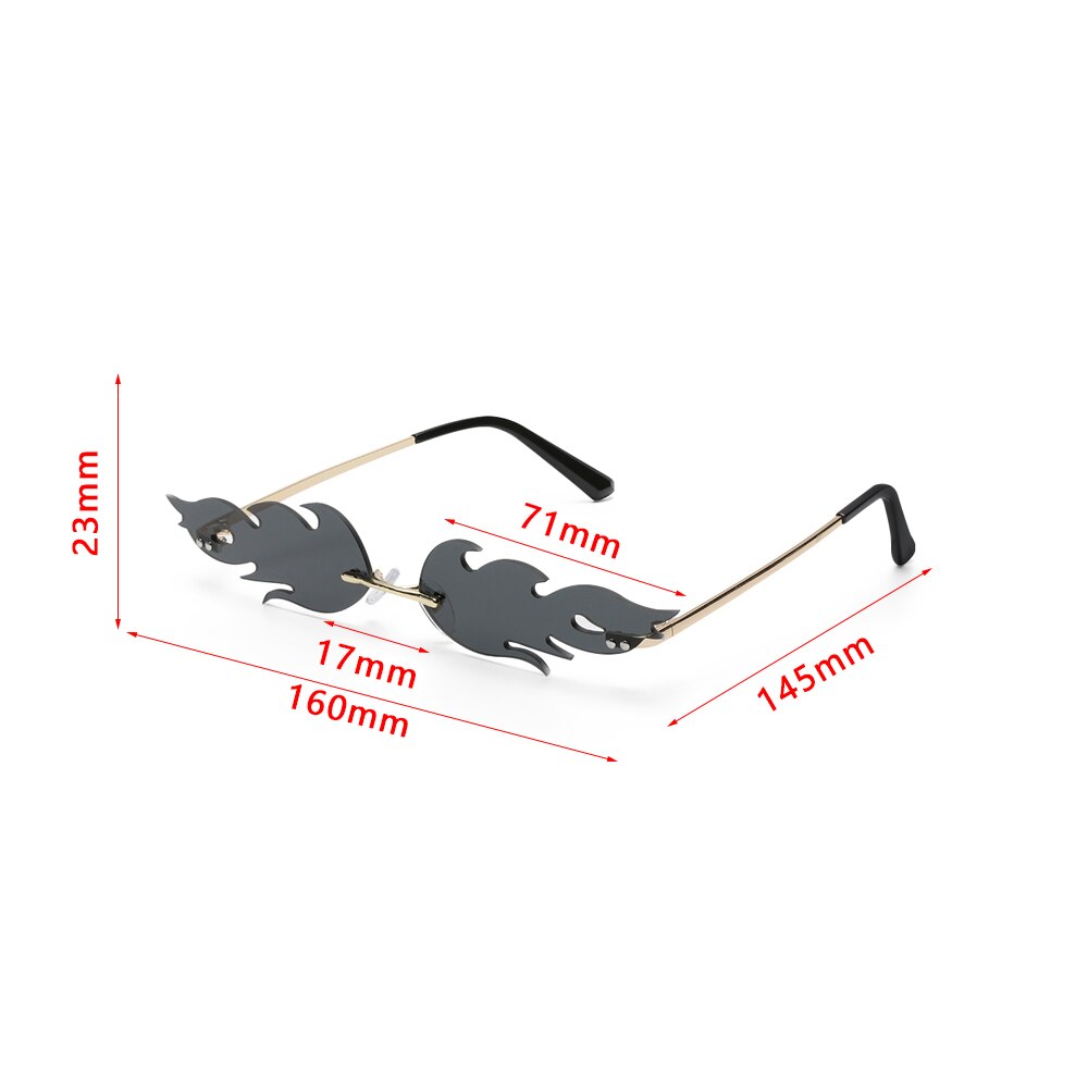 Sunglasses women Men oculos Fire Flame Sunglasses Rimless Wave Sun Glasses UV 400 Eyewear Trendy Narrow Sunglasses okulary gafas