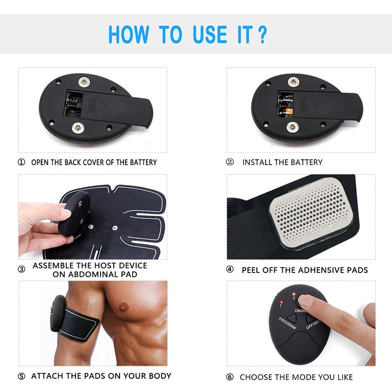 Muscle Stimulator EMS Massager Abdominal Muscle Trainer Electrostimulation Hip Trainer Abdomen Arm Exercise Machine Gym Equiment