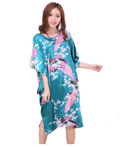 Novelty Print Black Female Satin Robe Dress Nightgown Novelty Women&#39;s Kaftan Bath Gown Summer Lounge Homewear Plus Size 6XL