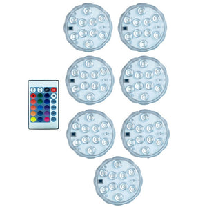 10leds RGB Submersible Light IP68 Waterproof Outdoor Swimming Pool Lights for Wedding Christmas Party Vase Fish Tank Pond Decor