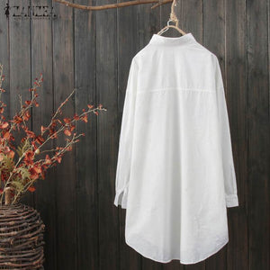 Elegant Print Shirt Women's Casual Shirts ZANZEA Fashion Button Down Floral Blusas Female Lapel Work Blusas  Tunic Tops
